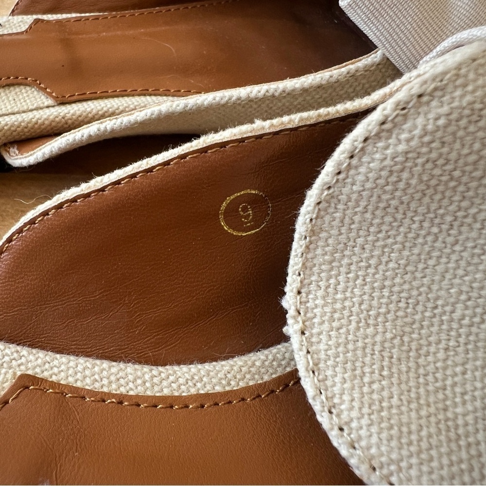 SOLD RILISTA MULES SLIP ON POINTED TOE LARGE BOW LIGHT KHAKI FABRIC UPPER 9 - Picture 7 of 10